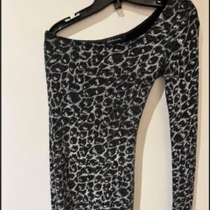 Silver mini one sleeve dress